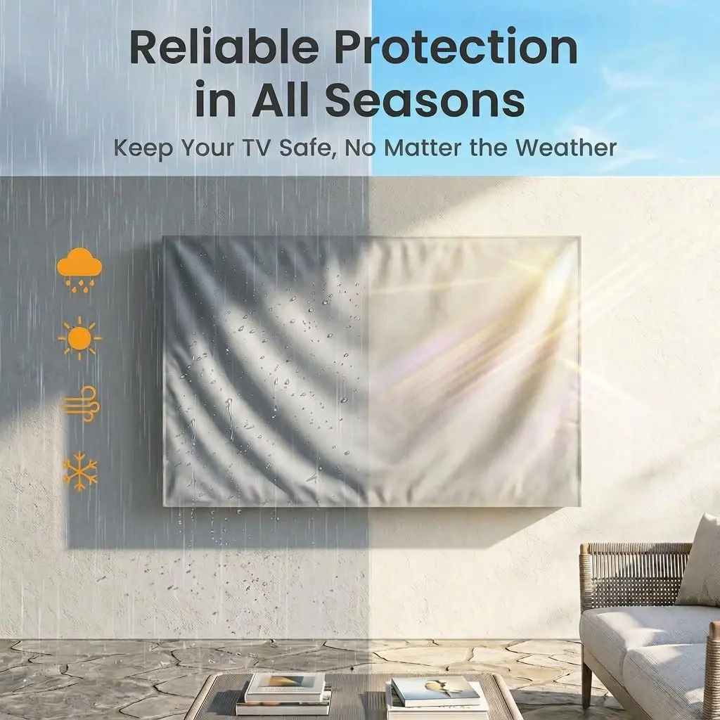 KHOMO GEAR Outdoor TV Cover 30-32 Inch | Weatherproof Waterproof Cover with Remote Pocket for Wall Mounts & Stands - Grey - view 9