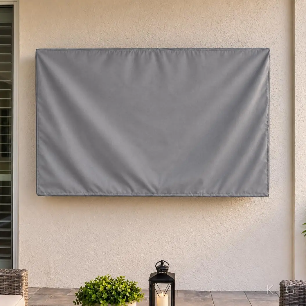 KHOMO GEAR Outdoor TV Cover 30-32 Inch | Weatherproof Waterproof Cover with Remote Pocket for Wall Mounts & Stands - Grey - view 4