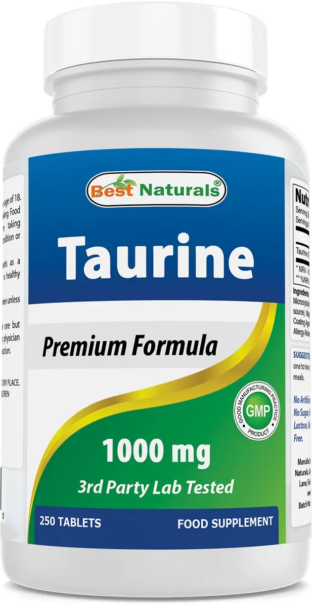 Best Naturals Taurine 1000 mg 250 Tablets | Supports Eye & Heart Health, Pre-Workout - main product image