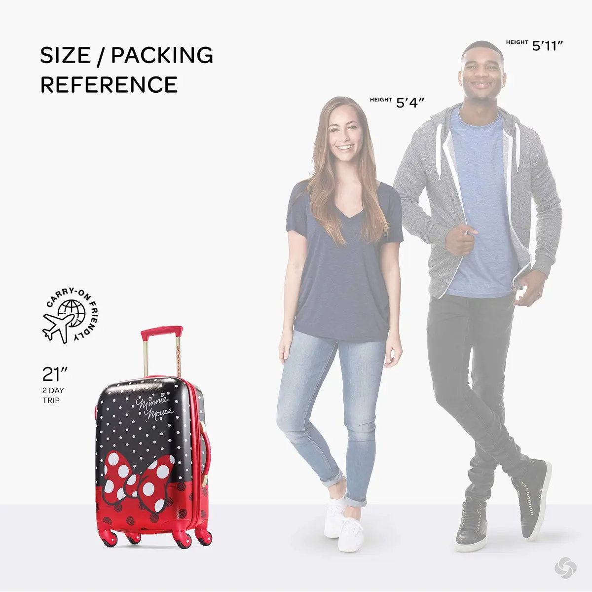 American Tourister Disney Hardside Luggage 21-Inch | Minnie Mouse Red Bow, Lightweight ABS - view 2