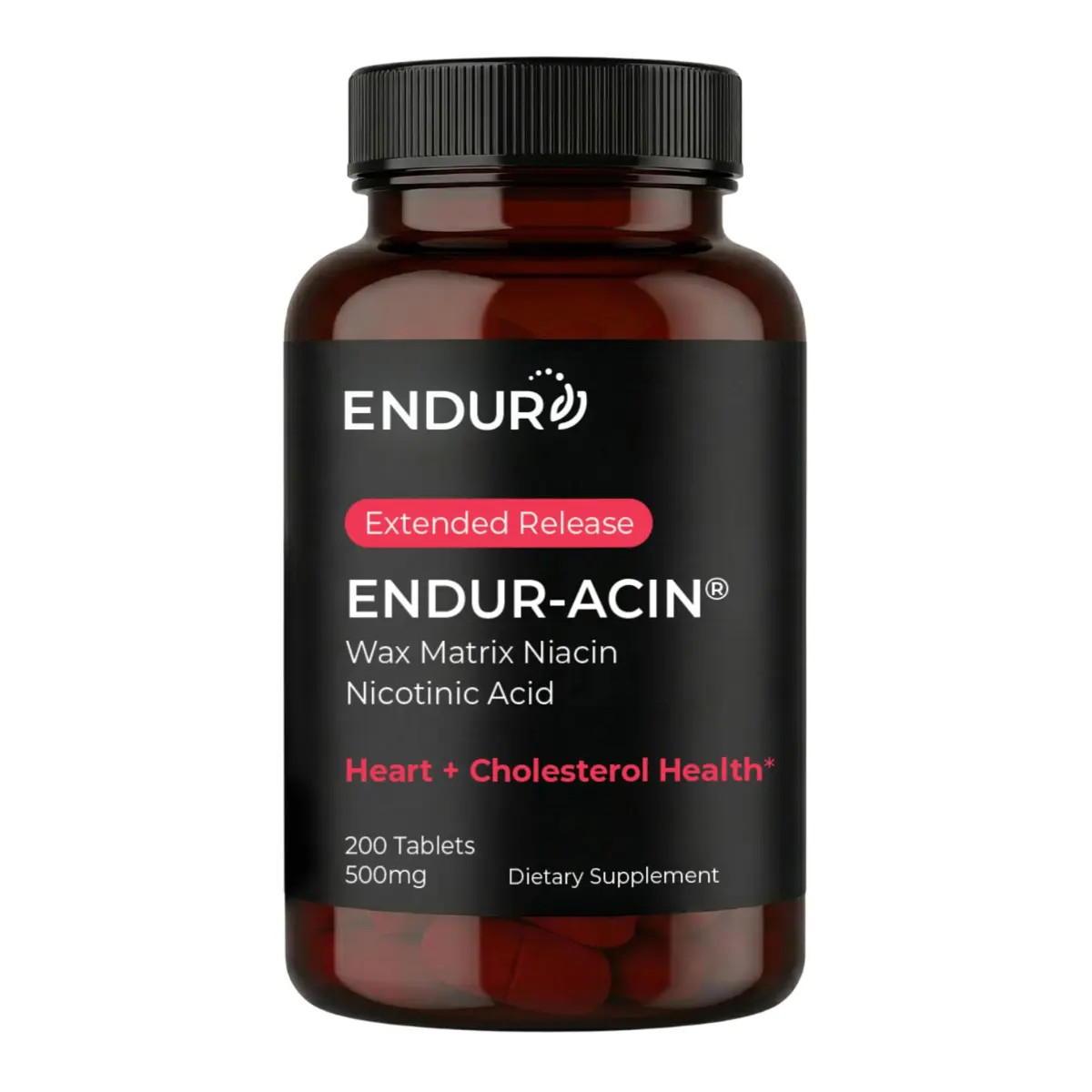 Endurance Products ENDUR-ACIN® Niacin 500mg | Supports Heart & Cholesterol, 200 Tablets - main product image