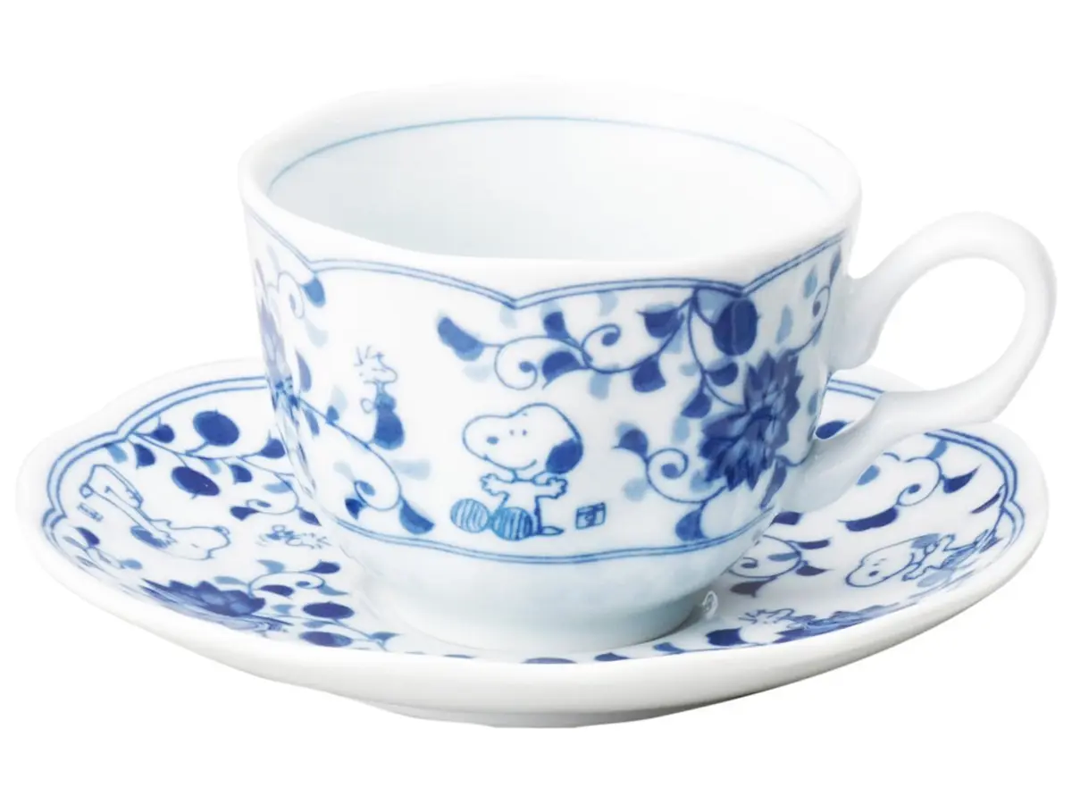 金正陶器(Kaneshotouki) Indigo Arabesque Cup & Saucer 350g | Peanuts Collaboration, Japan - main product image