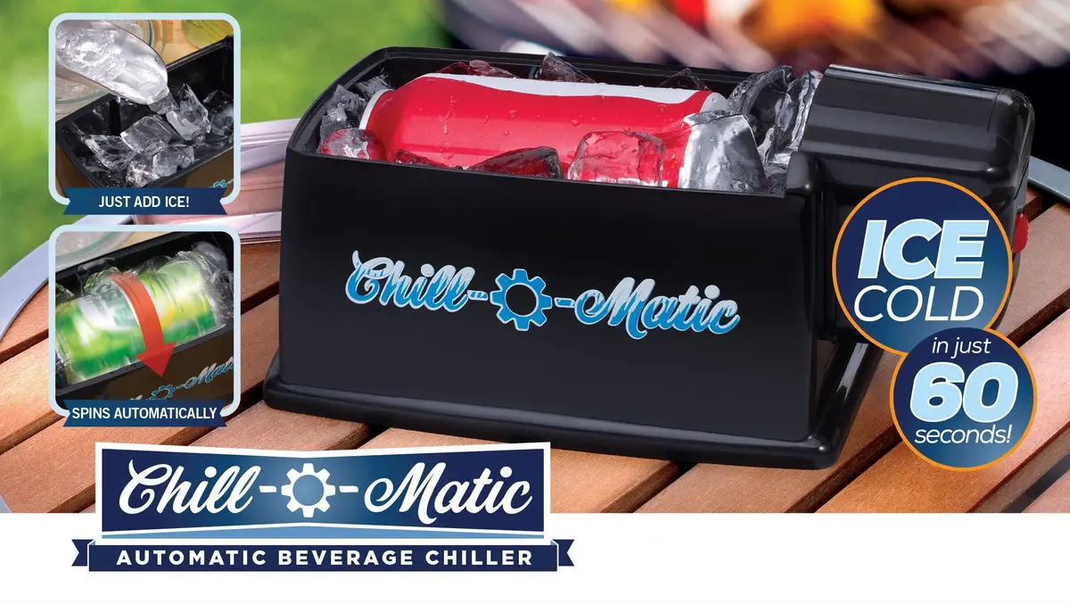 Chill-O-Matic Instant Beverage Cooler – Chill 12 oz Soda & Beer Cans in 60 Seconds – Portable Electric Drink Chiller for Tailgating, BBQs, Camping & Parties (Black) - view 2