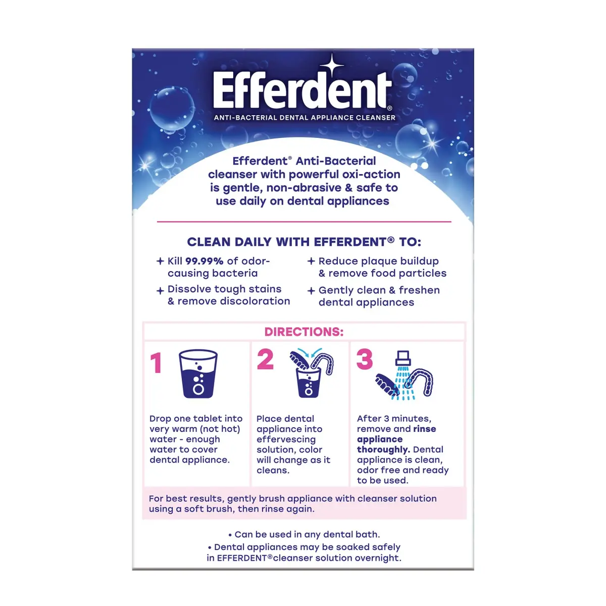 Efferdent Complete Clean Denture Cleaner Tablets 126 Count | Kills 99.99% Bacteria - view 7
