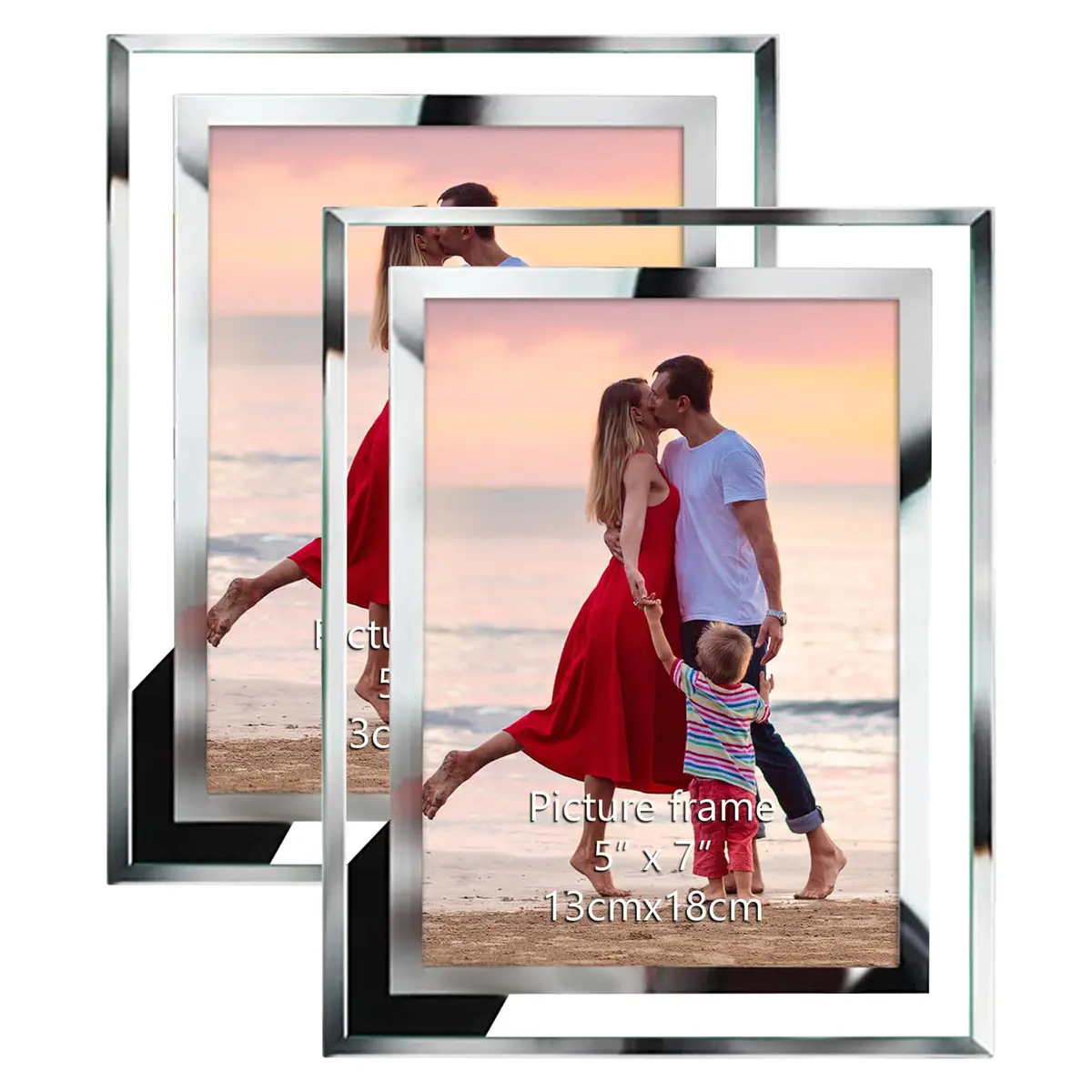 Giftgarden 5x7 Picture Frames Modern Glass 5 by 7 Inch Pack of 2 | Elegant Wall & Tabletop Display - main product image