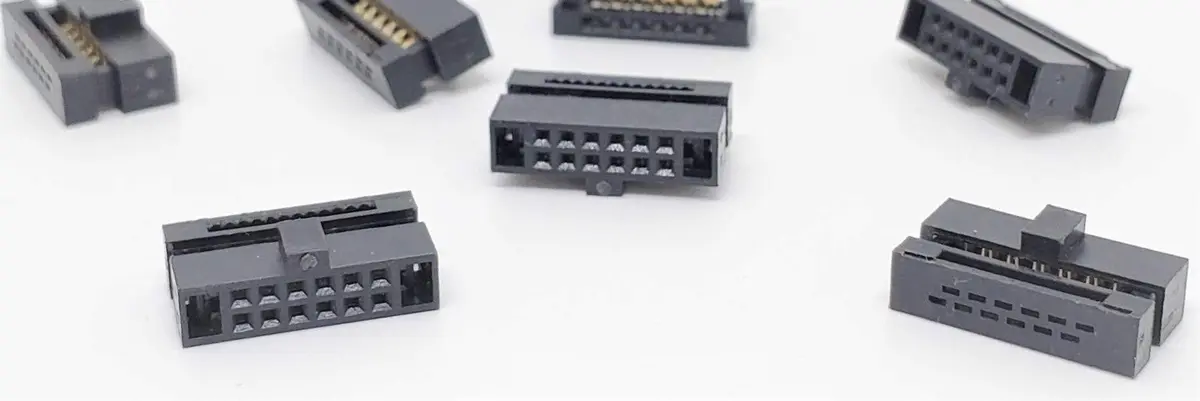 Connectors Pro 12-Pin Dual Row IDC Female Socket 4-Pack | Quick Crimp, Gold Plated, 1.27mm Pitch - main product image