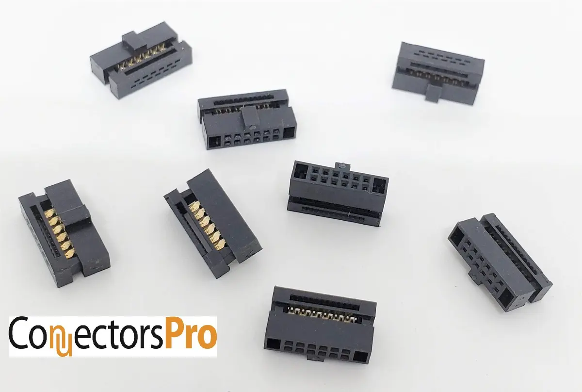 Connectors Pro 12-Pin Dual Row IDC Female Socket 4-Pack | Quick Crimp, Gold Plated, 1.27mm Pitch - view 2