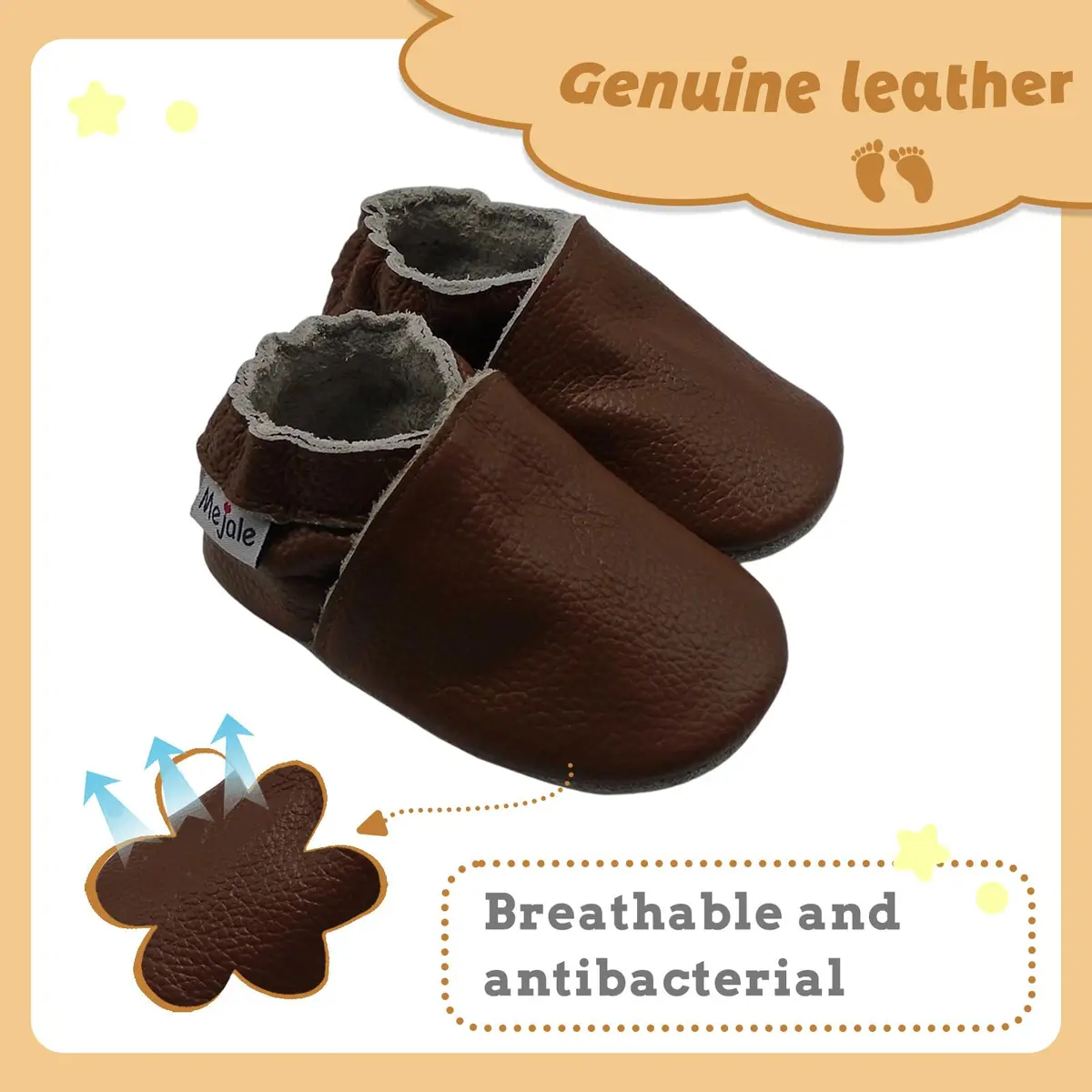 Mejale Baby Boy Shoes Soft Sole Leather Moccasins 12cm | Natural Growth Support - view 2