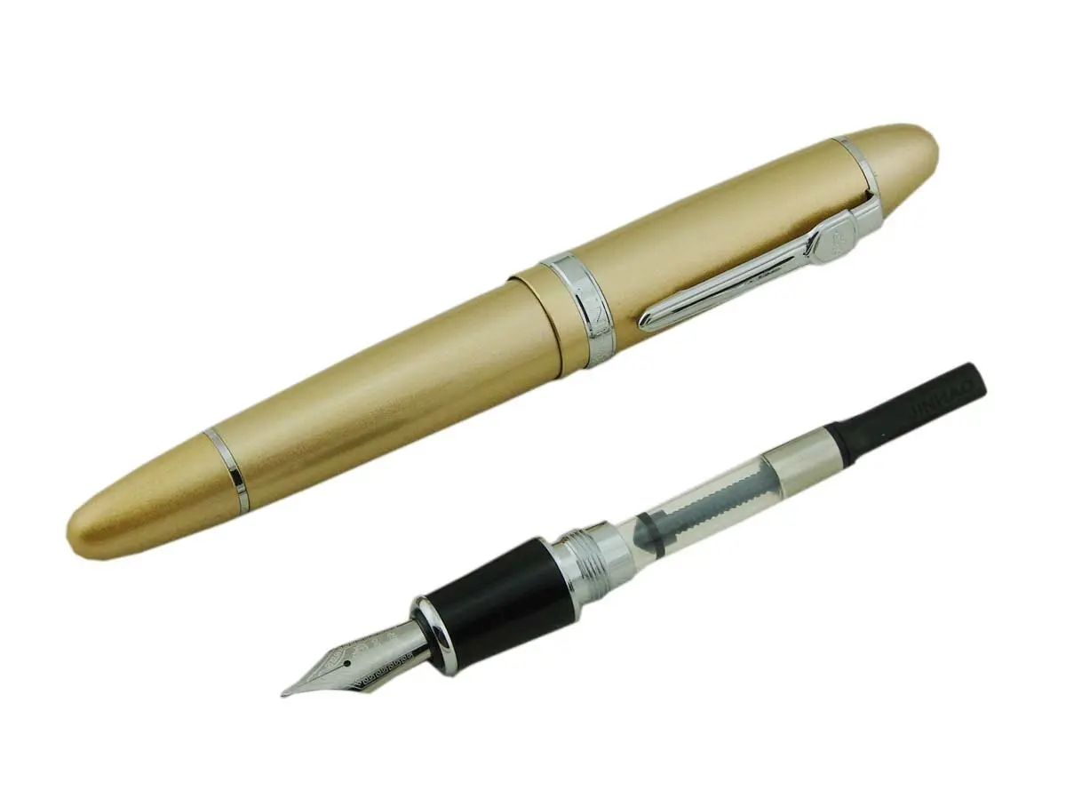 Lanxivi Jinhao 159 Fountain Pen Champagne Color Silver Trim with Pen Pouch, 14.8cm (5.8in) | Smooth Ink Flow - view 5