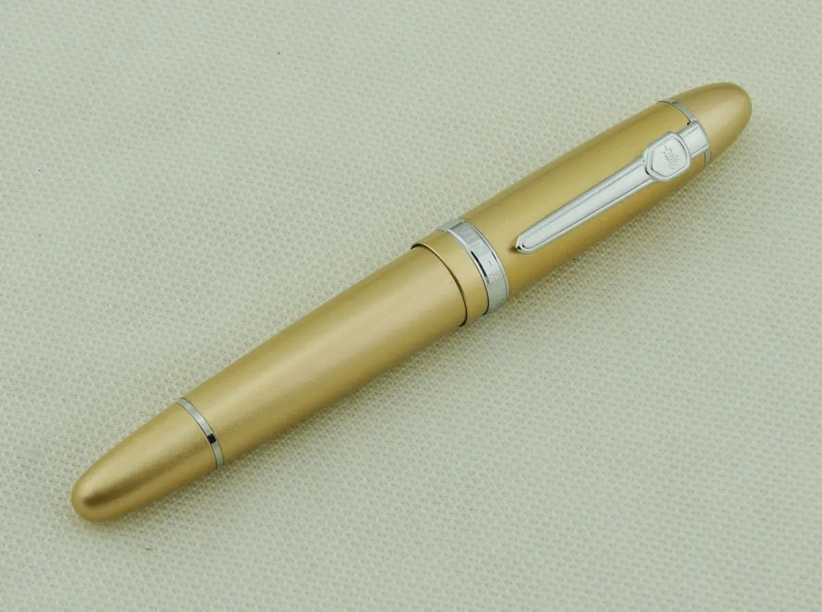 Lanxivi Jinhao 159 Fountain Pen Champagne Color Silver Trim with Pen Pouch, 14.8cm (5.8in) | Smooth Ink Flow - view 2