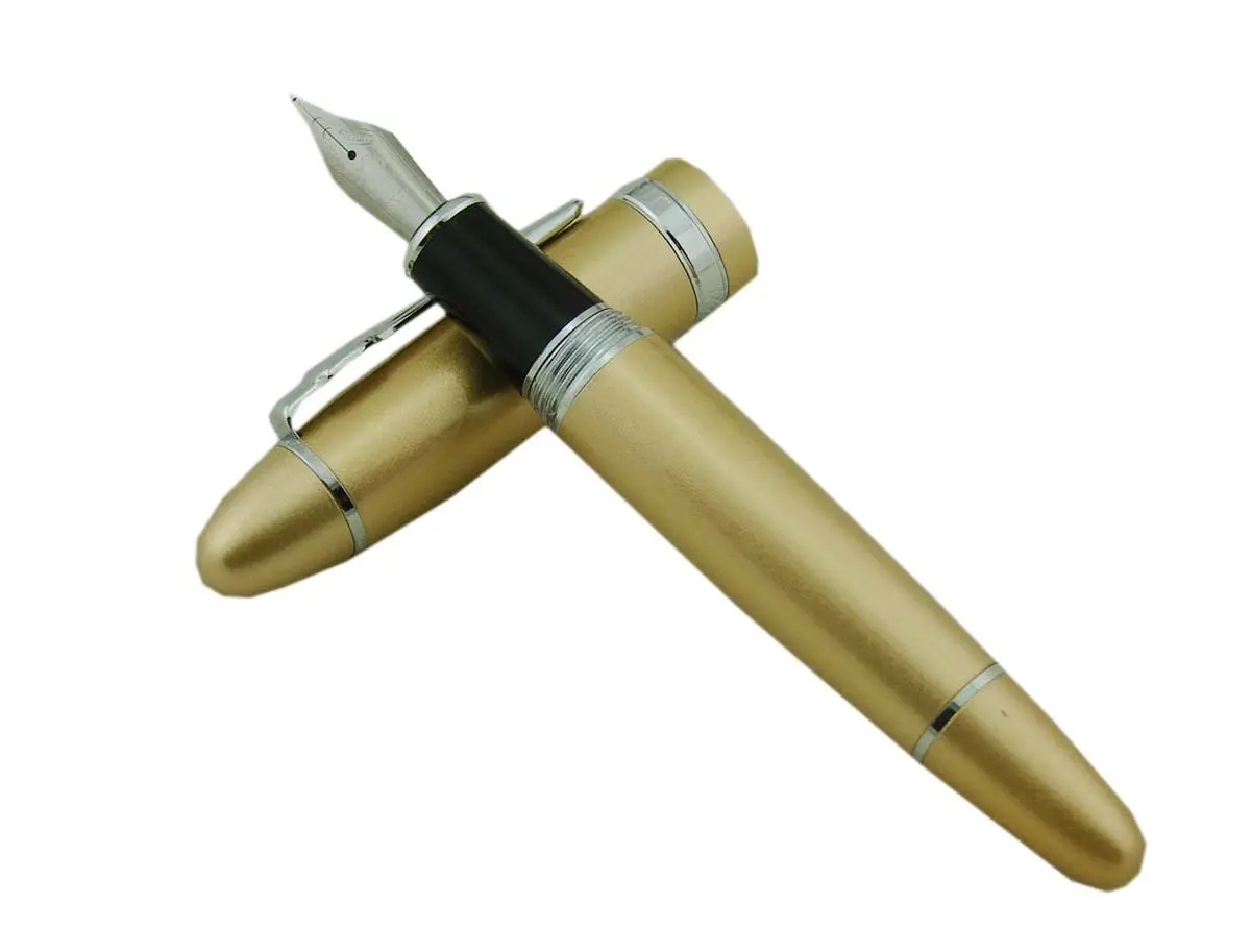 Lanxivi Jinhao 159 Fountain Pen Champagne Color Silver Trim with Pen Pouch, 14.8cm (5.8in) | Smooth Ink Flow - view 3