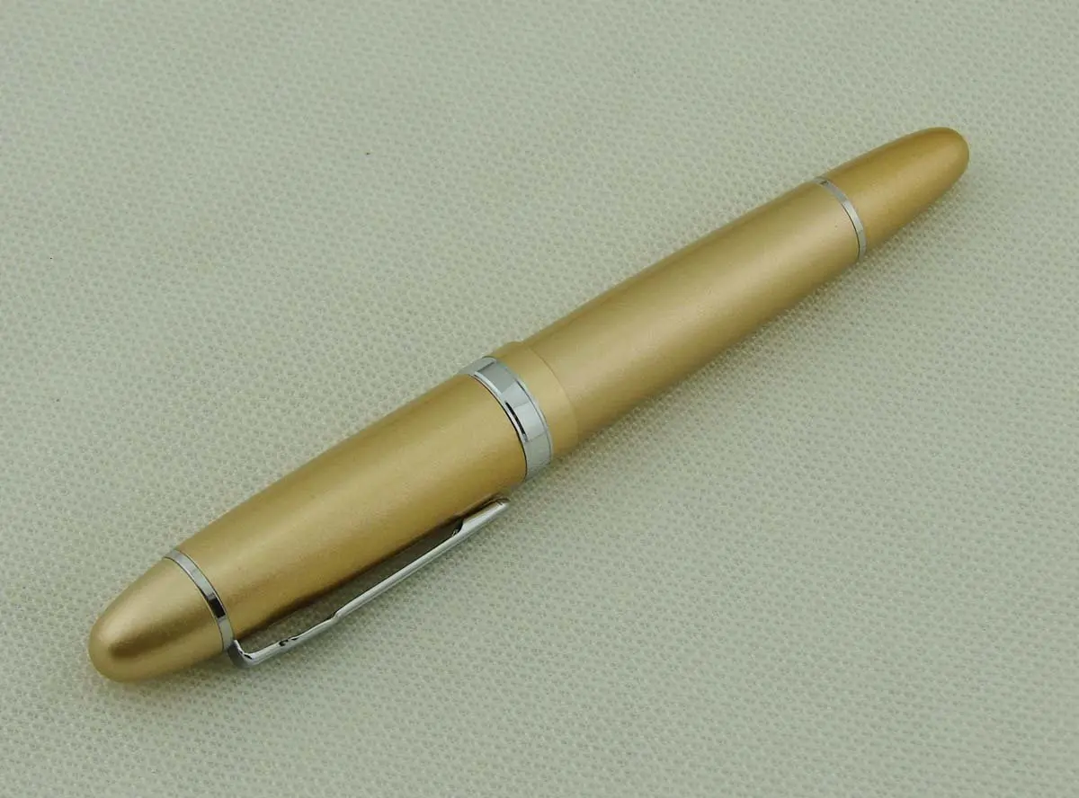 Lanxivi Jinhao 159 Fountain Pen Champagne Color Silver Trim with Pen Pouch, 14.8cm (5.8in) | Smooth Ink Flow - view 4