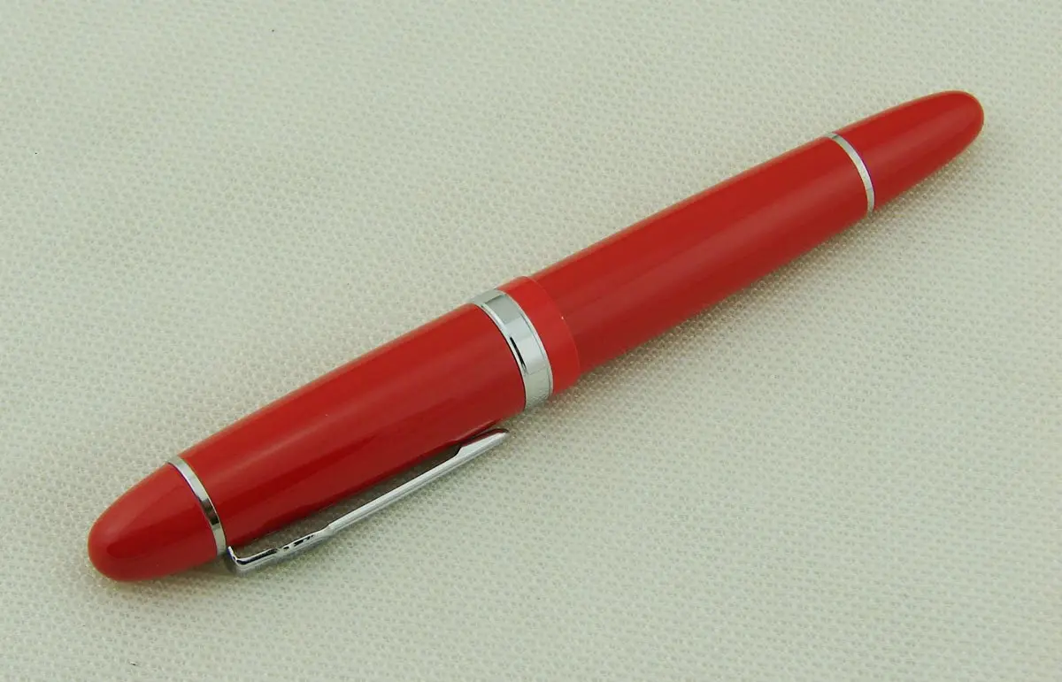 Lanxivi Jinhao 159 Red Fountain Pen Silver Trim with Ink Converter, 13mm Diameter (0.5in) - view 4