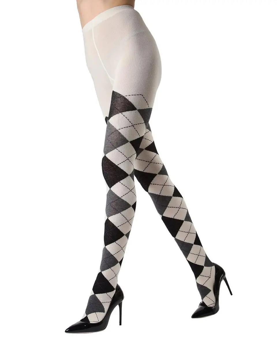 MeMoi Textured Argyle Sweater Tights | Classic Warmth & Style for Women (70-120 chars) - main product image