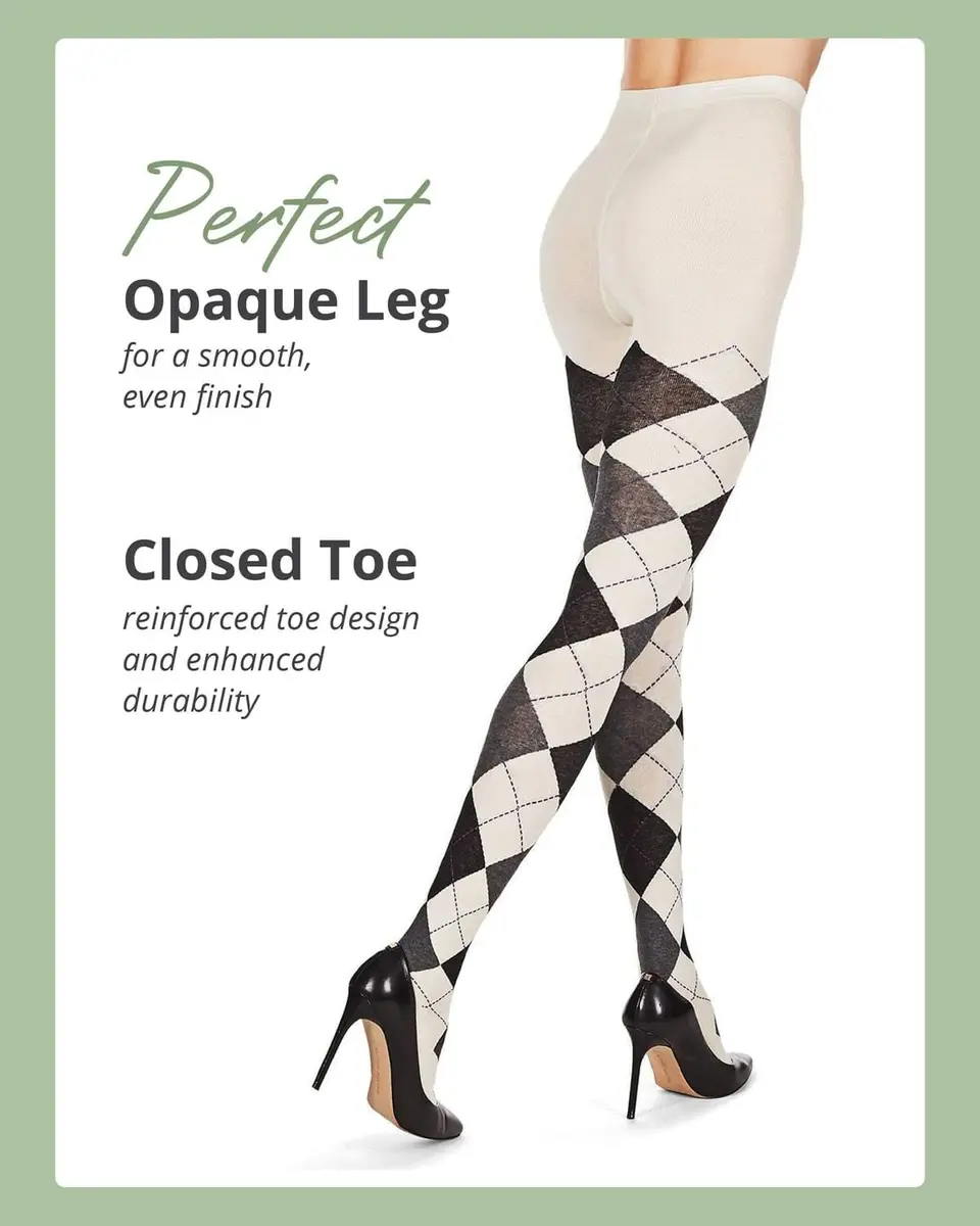 MeMoi Textured Argyle Sweater Tights | Classic Warmth & Style for Women (70-120 chars) - view 5