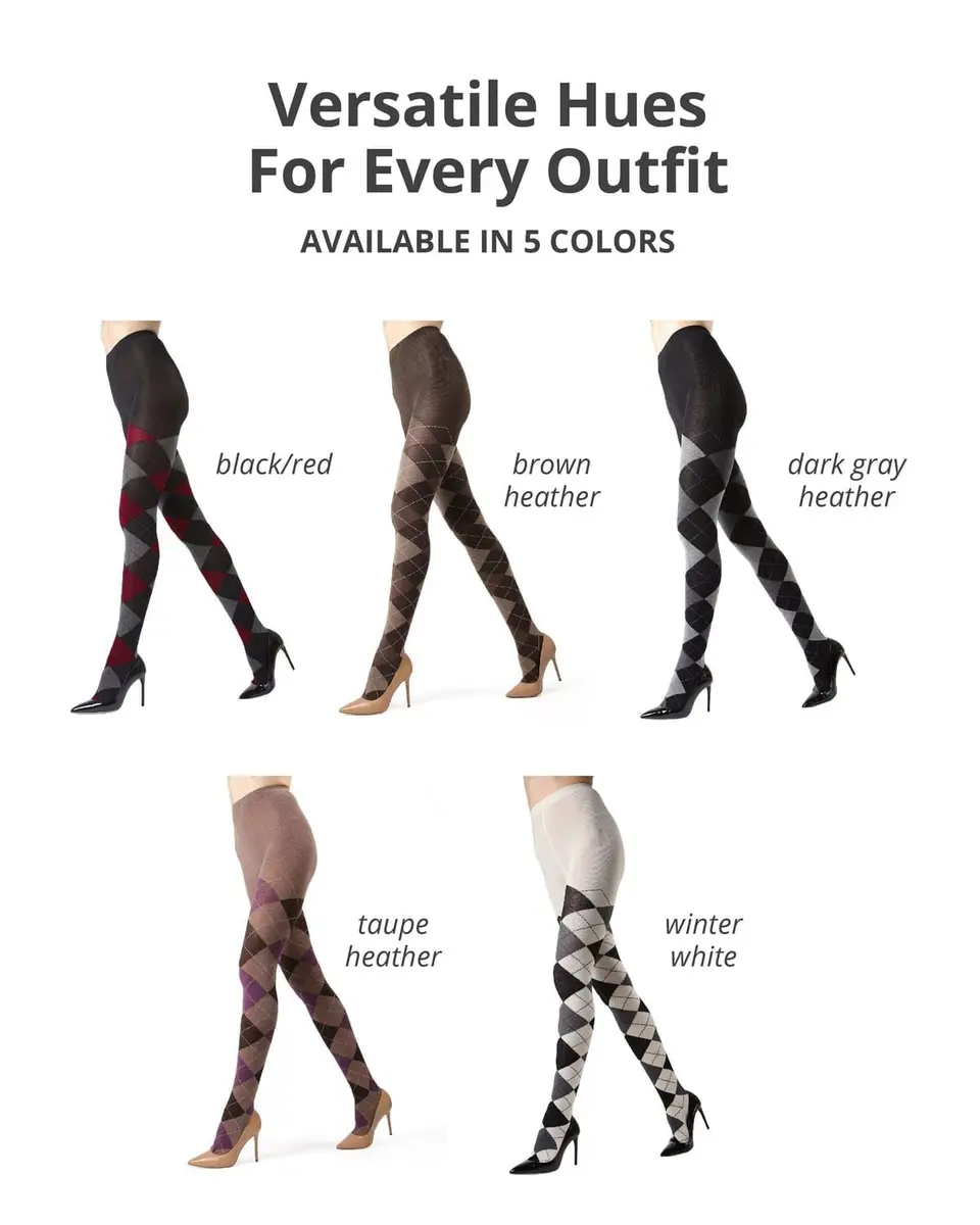 MeMoi Textured Argyle Sweater Tights | Classic Warmth & Style for Women (70-120 chars) - view 7