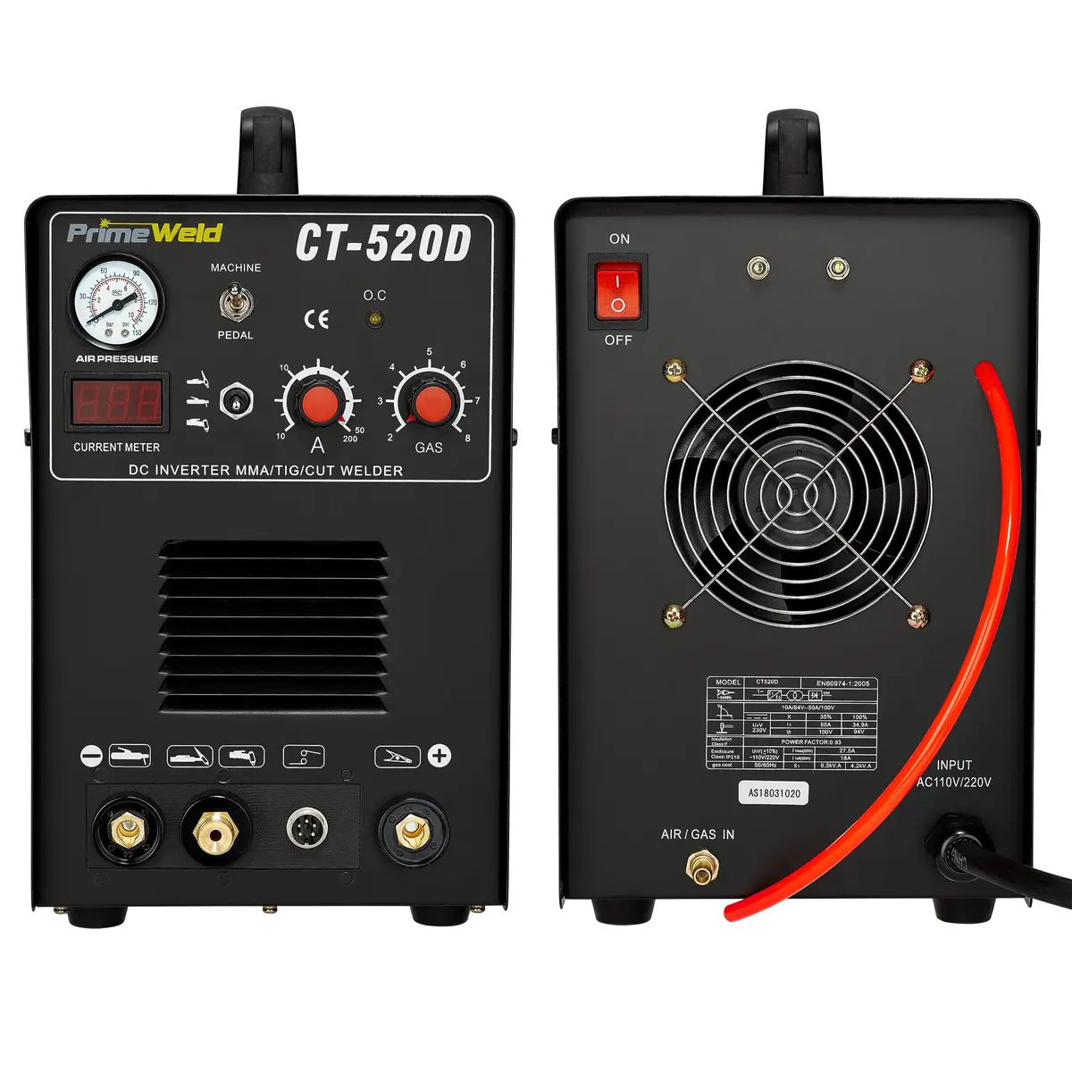 PRIMEWELD 3-in-1 50 Amp Plasma Cutter, 200 Amp TIG & Stick Welder, Portable Welding Machine, CT-520D | Multipurpose Power Tool - view 4