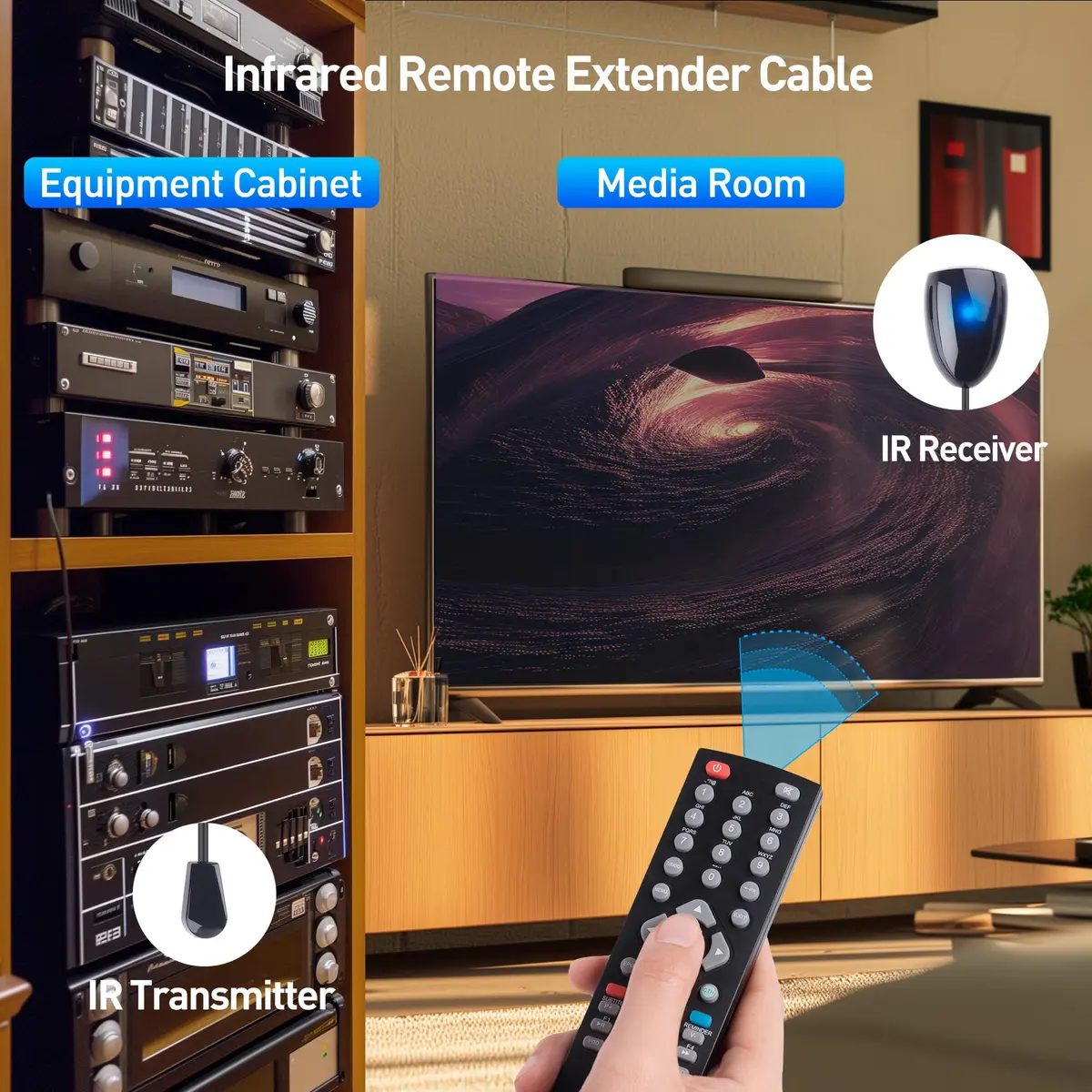 Cable Matters Infrared Remote Extender Cable, IR Repeater Kit, 25ft | Control from Hidden Locations - view 5