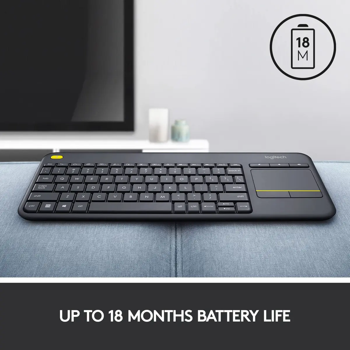 Logitech K400 Plus Wireless Touch TV Keyboard for PC-Connected TV | Long-lasting, Comfortable Control (70-120 chars) - view 7