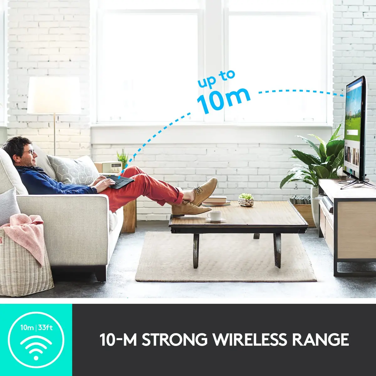 Logitech K400 Plus Wireless Touch TV Keyboard for PC-Connected TV | Long-lasting, Comfortable Control (70-120 chars) - view 3