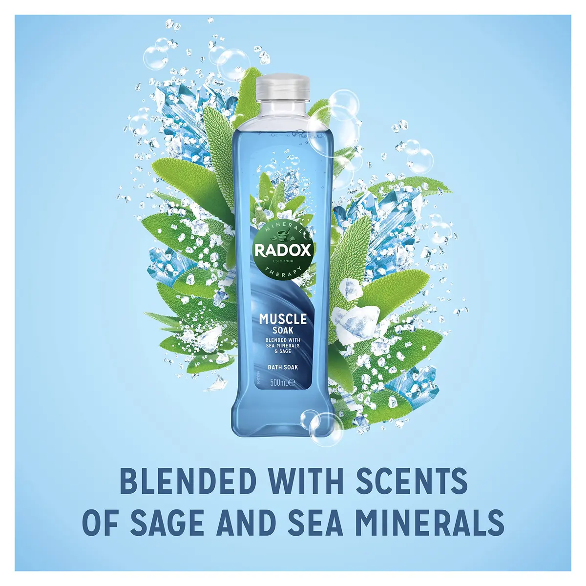 Radox Muscle Clary Sage and Sea Minerals Bath Soak 500 ml (16.9 Fl Oz) | Soothing Relaxation - view 4
