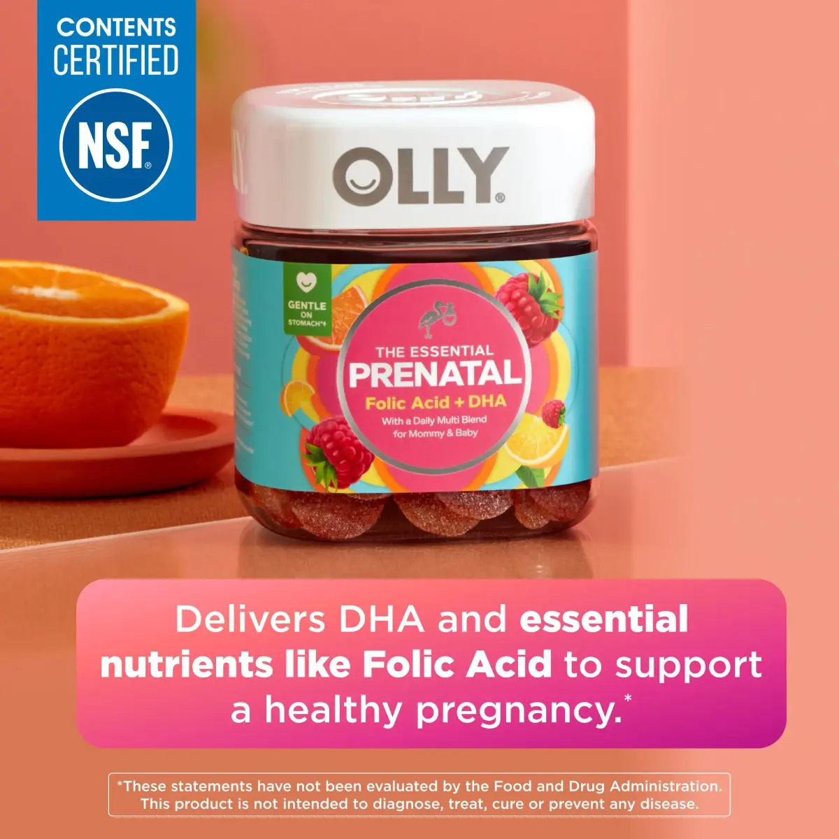 OLLY Prenatal Multivitamin Gummy with Folic Acid + DHA 60 Count | Supports Mommy & Baby Health - view 3