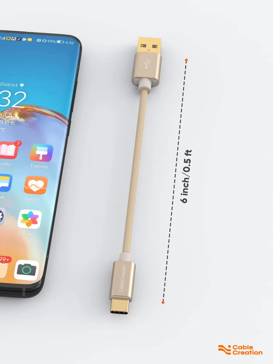 CableCreation Short USB A to USB C Cable 6 inch (15cm) | 60W Fast Charging & 480Mbps Data Sync - view 7