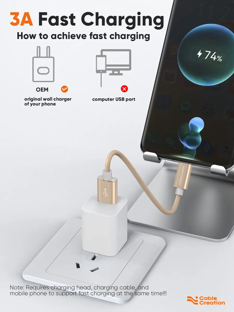 CableCreation Short USB A to USB C Cable 6 inch (15cm) | 60W Fast Charging & 480Mbps Data Sync - view 4