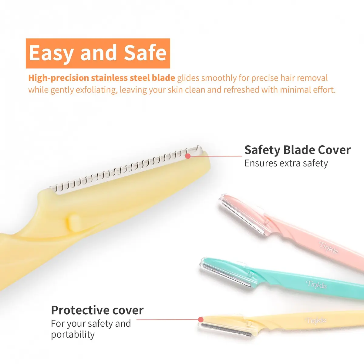 Tinkle Dermaplaning Tool 6ct | Safe Peach Fuzz Remover for Women, Eyebrow & Face Shaver, Travel-Ready - view 4