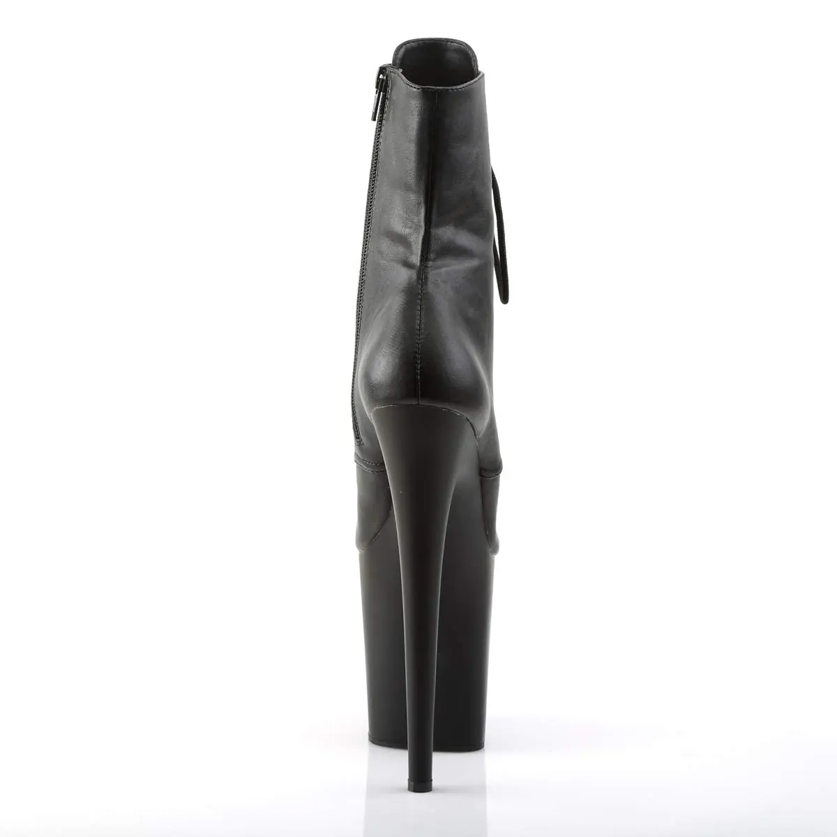 Pleaser Flamingo-1020 Ankle Boots 8" Heel | Lace-Up & Zip Closure, Black Faux Leather, Ankle-High (20.3cm heel, 10.2cm platform) - view 6