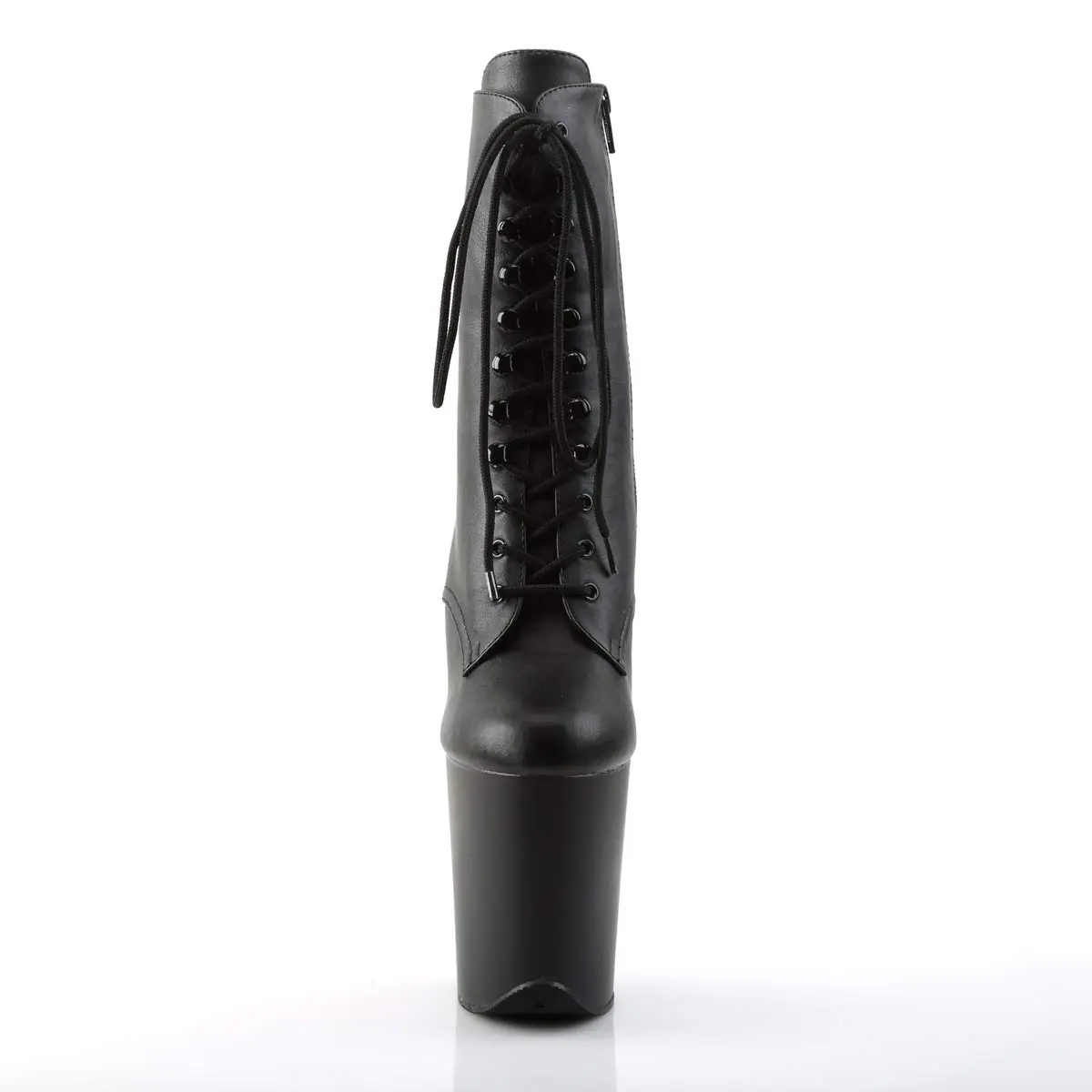 Pleaser Flamingo-1020 Ankle Boots 8" Heel | Lace-Up & Zip Closure, Black Faux Leather, Ankle-High (20.3cm heel, 10.2cm platform) - view 2