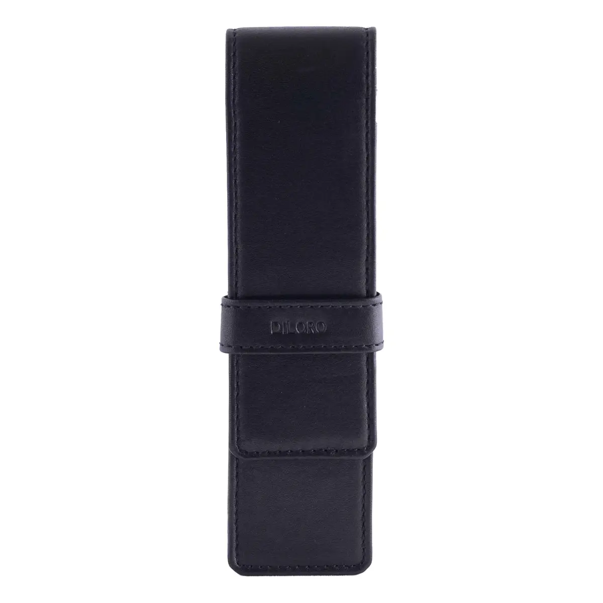 DiLoro Leather Double Pen Case Holder 150mm x 40mm x 25mm | Holds Two Pens Securely - main product image