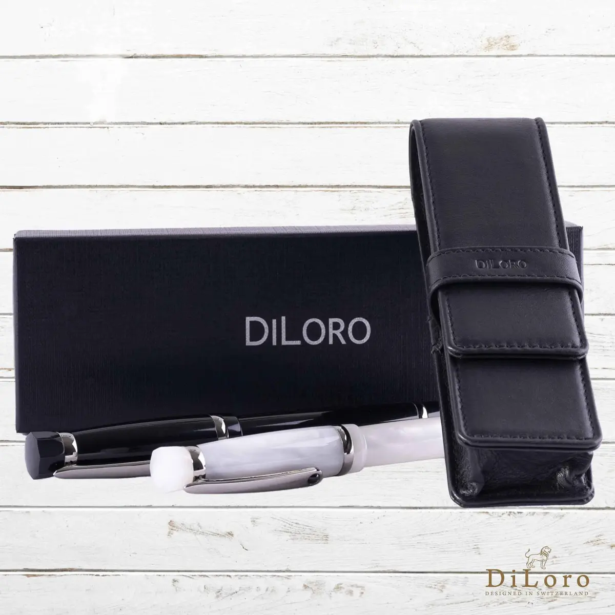 DiLoro Leather Double Pen Case Holder 150mm x 40mm x 25mm | Holds Two Pens Securely - view 5