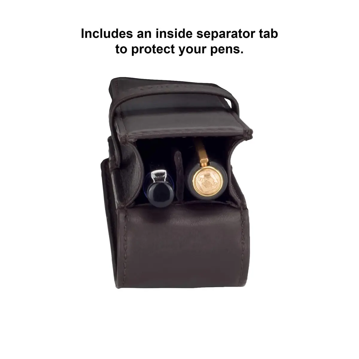 DiLoro Leather Double Pen Case Holder 150mm x 40mm x 25mm | Holds Two Pens Securely - view 8
