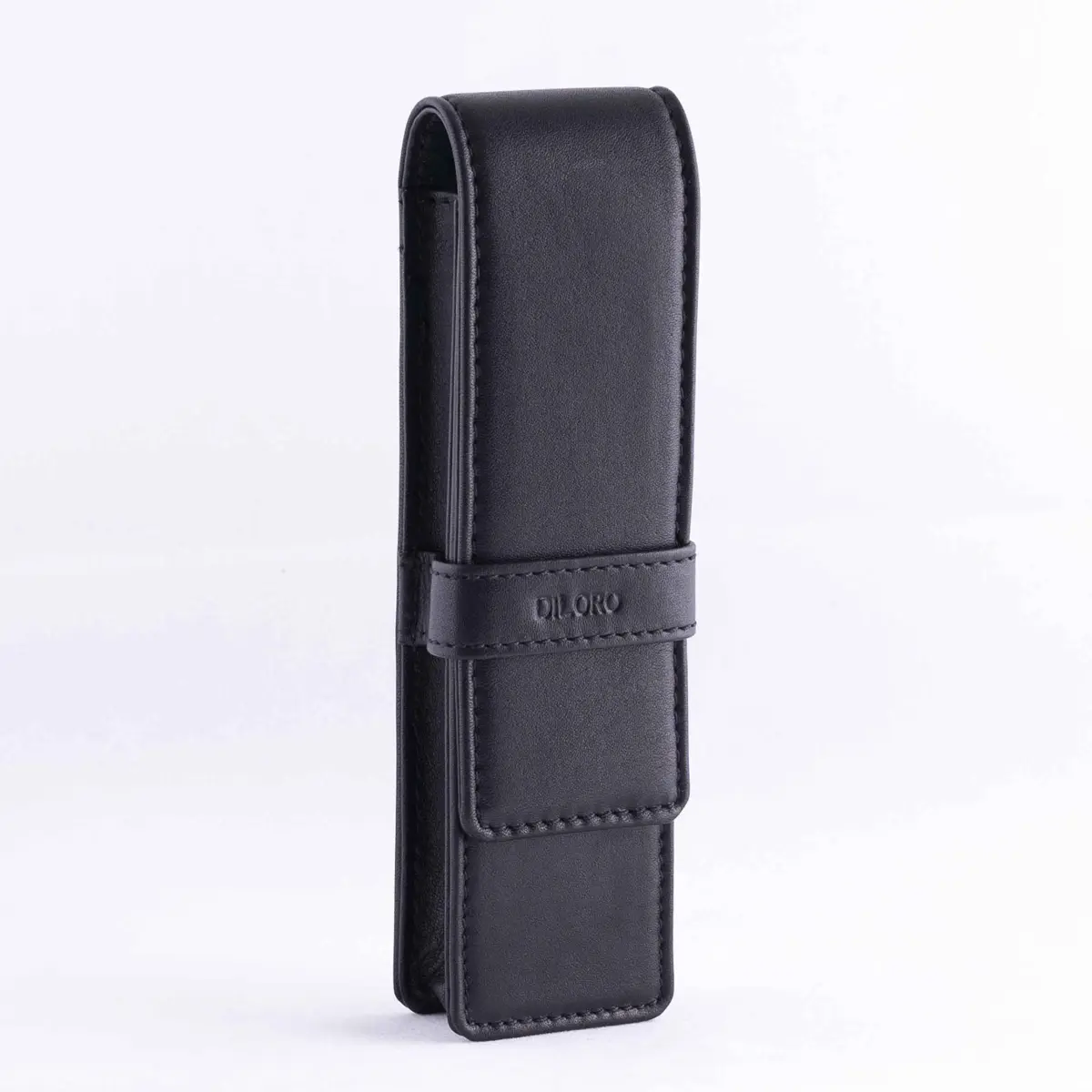 DiLoro Leather Double Pen Case Holder 150mm x 40mm x 25mm | Holds Two Pens Securely - view 3
