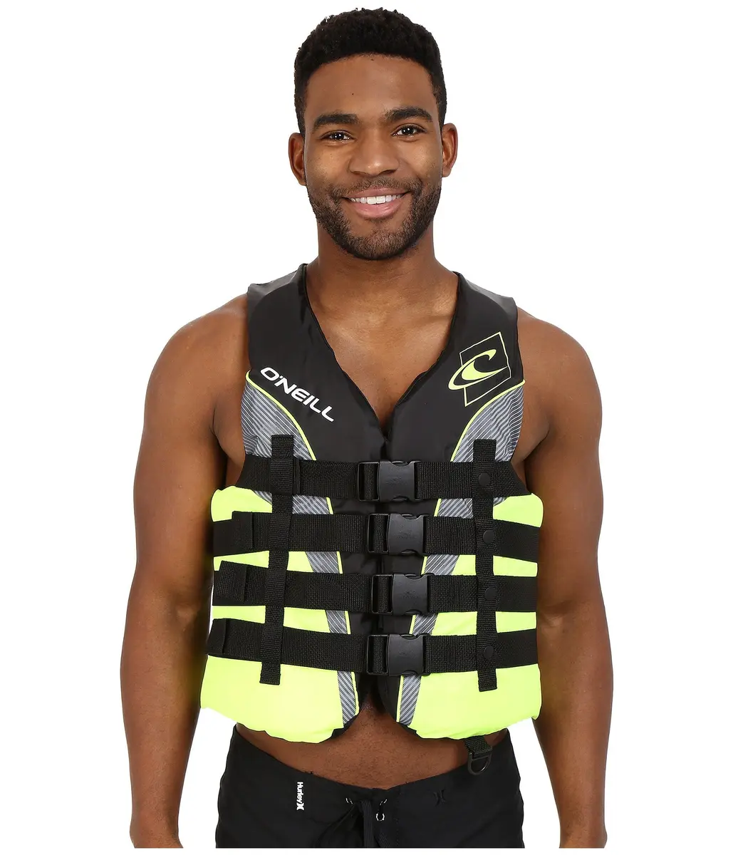 O'Neill Men's Superlite USCG Life Vest,Black/Lime/Smoke:Lime,3XL | USCG Approved Snug Fit for Watersports - main product image