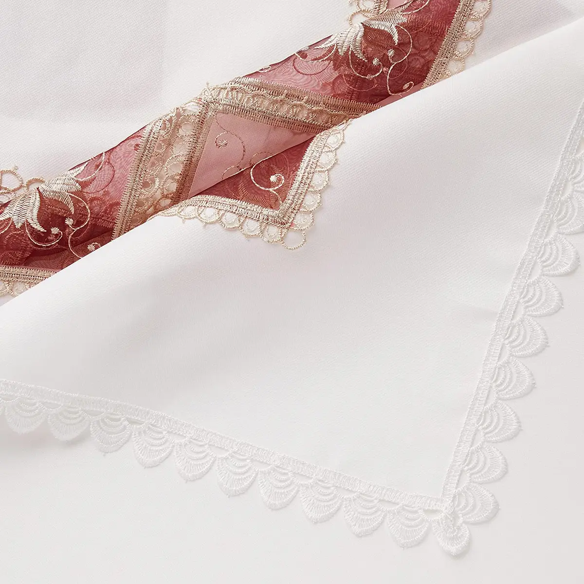 Violet Linen HomeCrate Emerald Tablecloths 70" x 120" | Floral Embroidered Rose Design - view 5