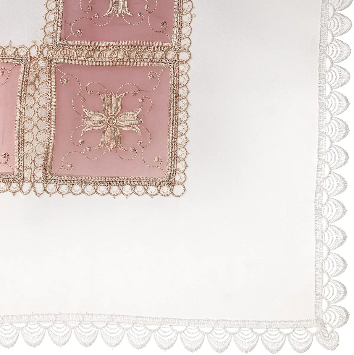 Violet Linen HomeCrate Emerald Tablecloths 70" x 120" | Floral Embroidered Rose Design - view 6