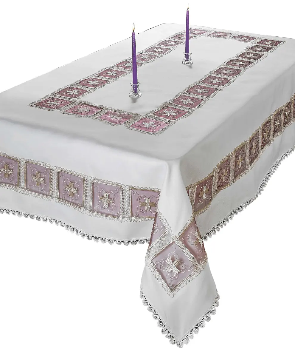 Violet Linen HomeCrate Emerald Tablecloths 70" x 120" | Floral Embroidered Rose Design - view 8