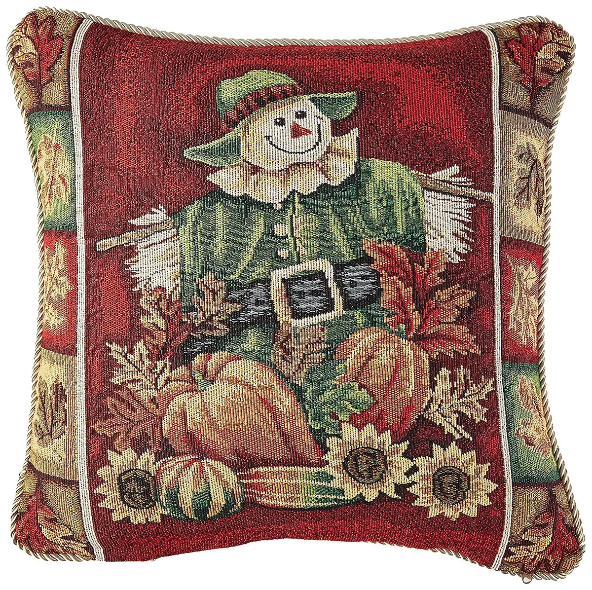 Violet Linen Fall Harvest Collection Cushion Cover | 18" x 18" Autumn Leaves & Sunflowers - main product image