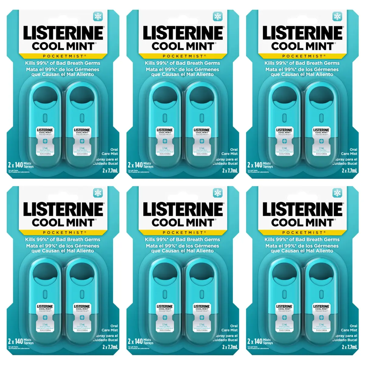 Listerine Cool Mint Pocketmist Oral Care Mist 7.7 ml - Portable Fresh Breath Spray - main product image