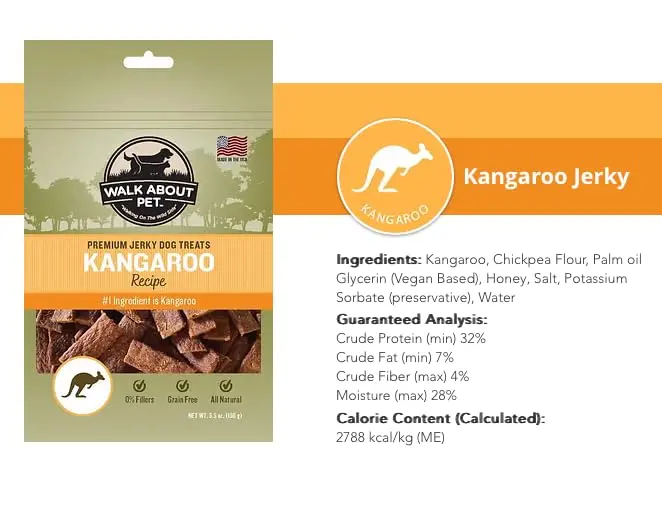 Walk About Pet Dog Jerky Treats 5.5 Oz | Grain-Free, Kangaroo Recipe, Resealable Pouch - view 8