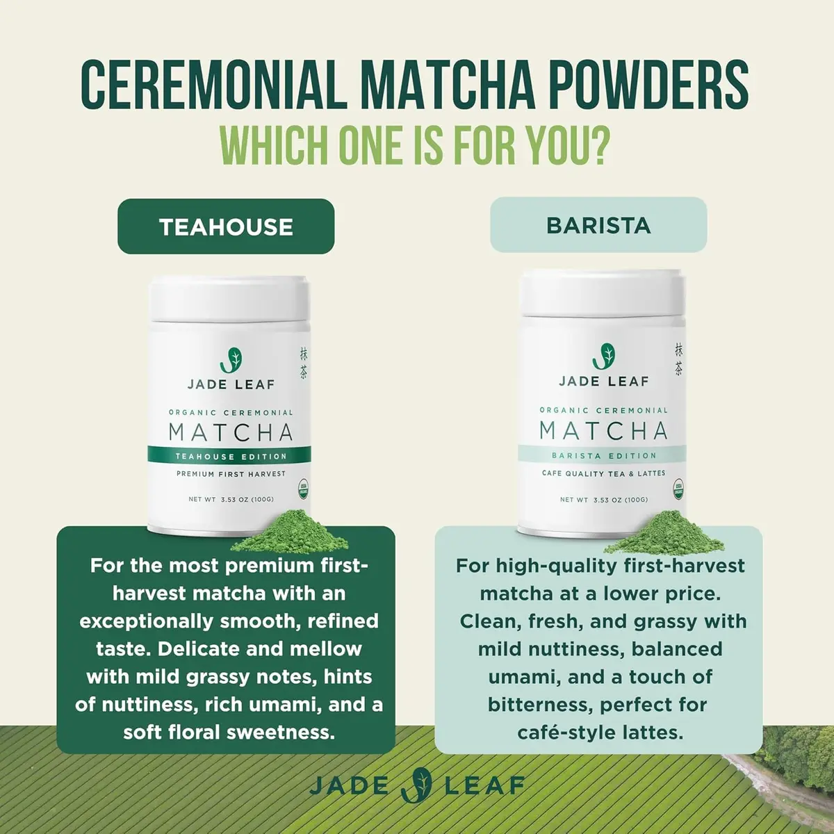Jade Leaf Ceremonial Grade Matcha Powder, 30g / 1.06oz Tin | First-Harvest Organic Japanese Matcha - view 5