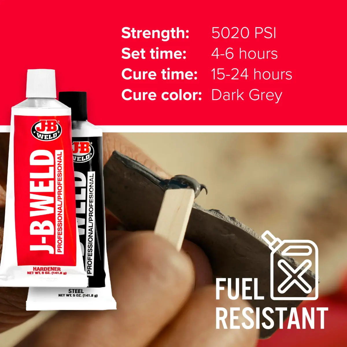 J-B Weld Steel Reinforced Epoxy 295ml (10 oz) | Professional Cold Weld Adhesive for Metal, Plastic, Wood & More - view 5
