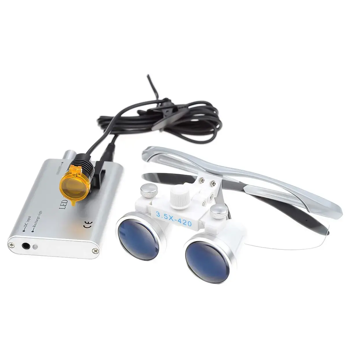 Dental Power 3.5x Magnification Loupes with LED Headlight 420mm Working Distance | Professional Dental Magnifier Set - view 5