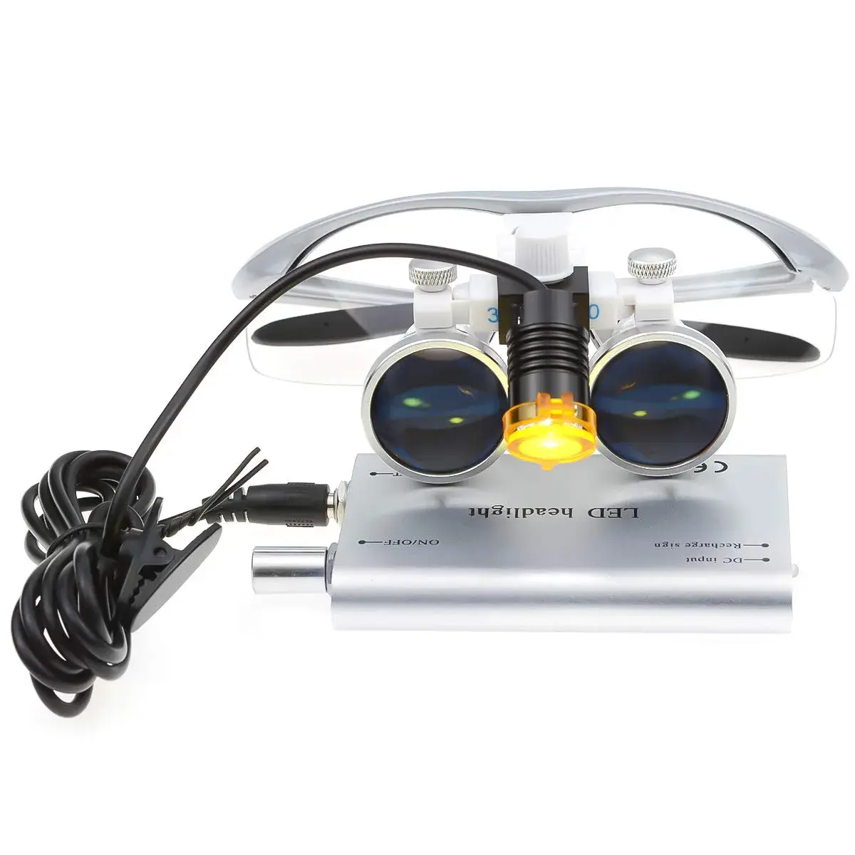 Dental Power 3.5x Magnification Loupes with LED Headlight 420mm Working Distance | Professional Dental Magnifier Set - view 2