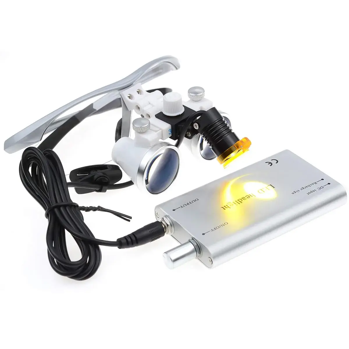 Dental Power 3.5x Magnification Loupes with LED Headlight 420mm Working Distance | Professional Dental Magnifier Set - view 4