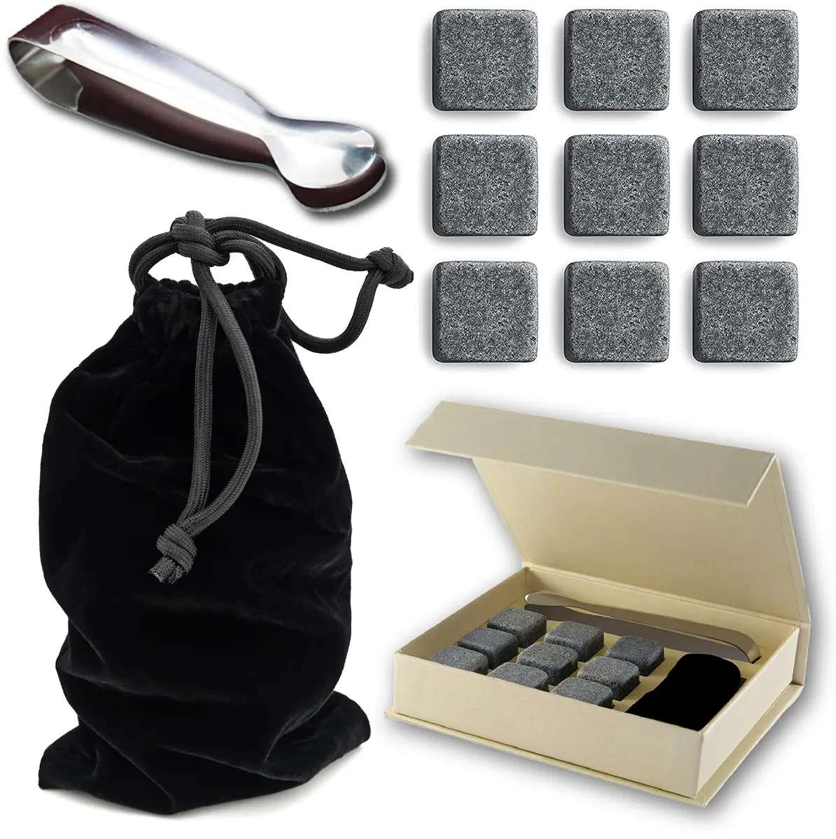 Quiseen Grey Soapstone Beverage Chilling Stones (9 Count, 249g / 8.8oz) | Authentic USA Import for Pure Taste - view 9