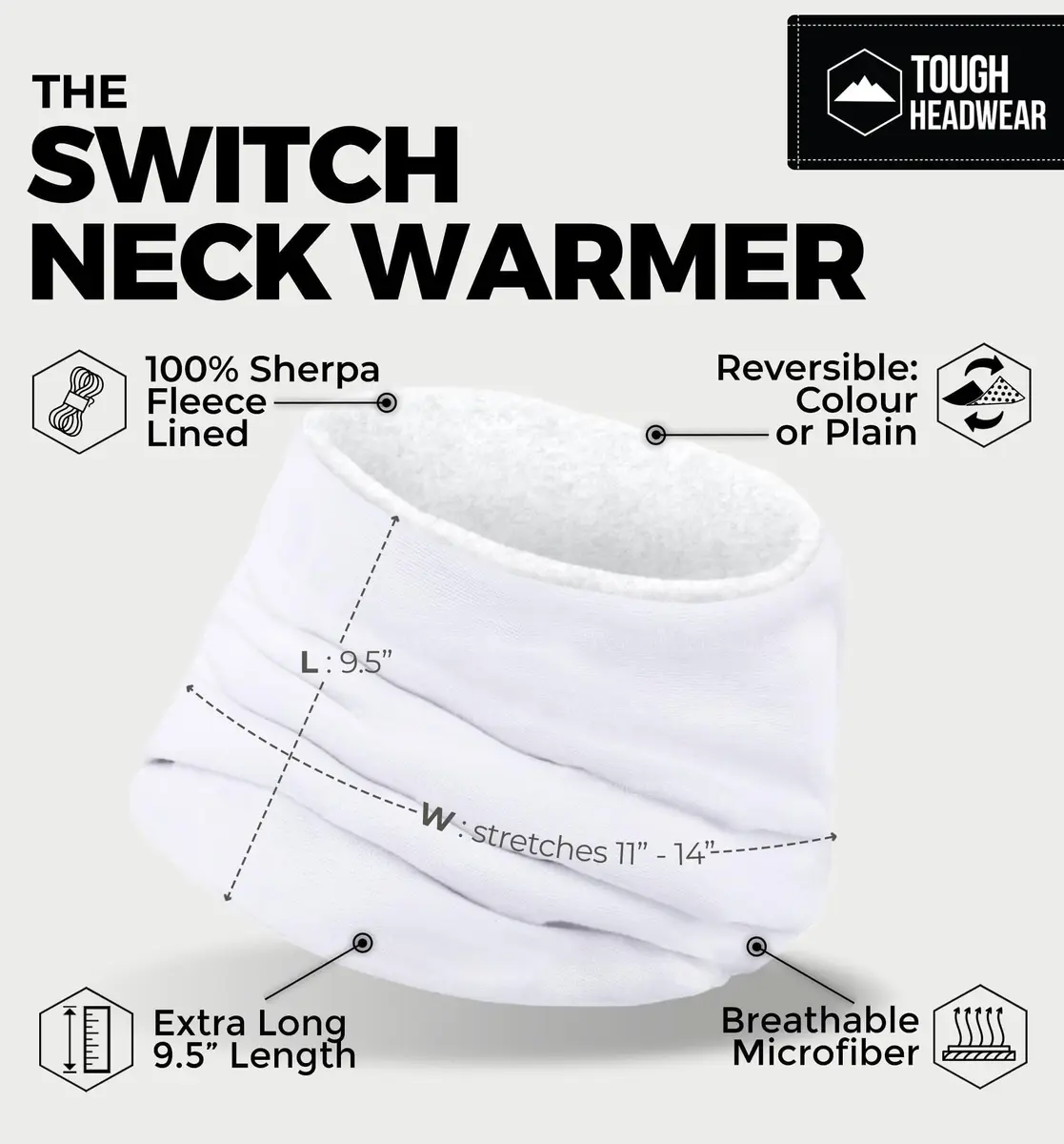 Tough Headwear Winter Neck Gaiter | Reversible Fleece Neck Warmer for Men & Women - view 3
