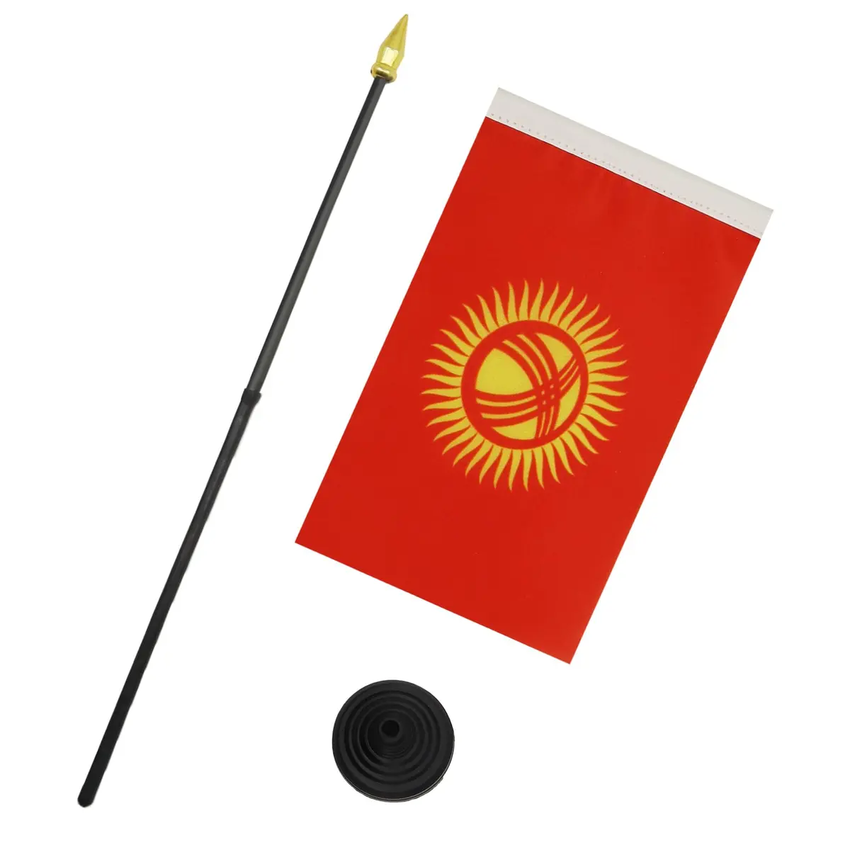 AZ FLAG Kyrgyzstan Table Flag 15x10 cm | 100D Polyester with Plastic Base for Interior Use - view 3